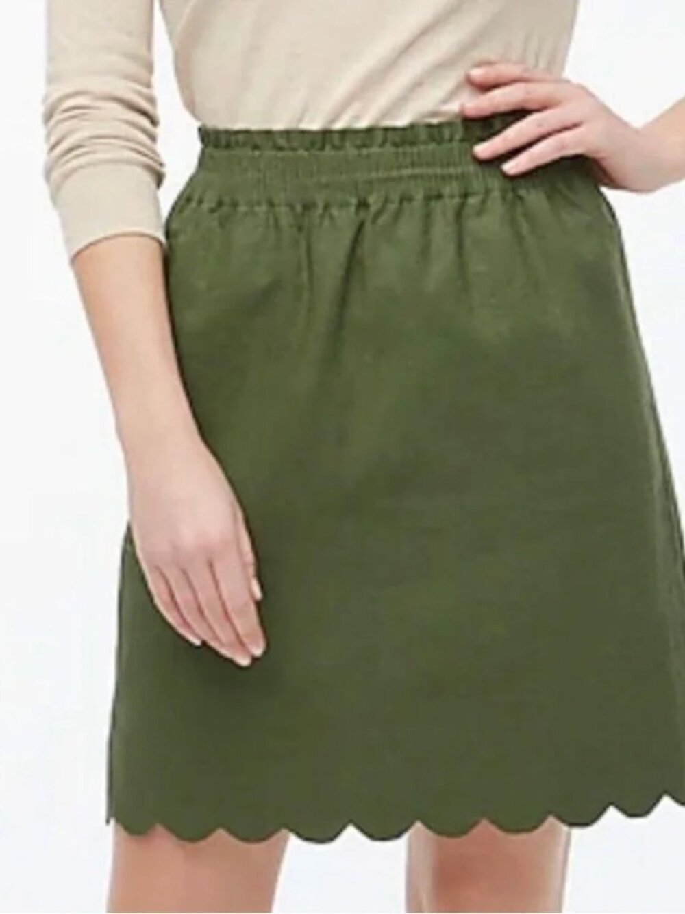 J. Crew Casual Linen Skirt Army Green Sz 0